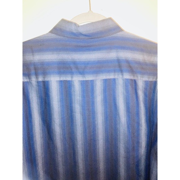 Bugatchi Uomo Shirt Mens XL Blue Striped W dotted Circle Design Long Sleeve - Picture 9 of 9